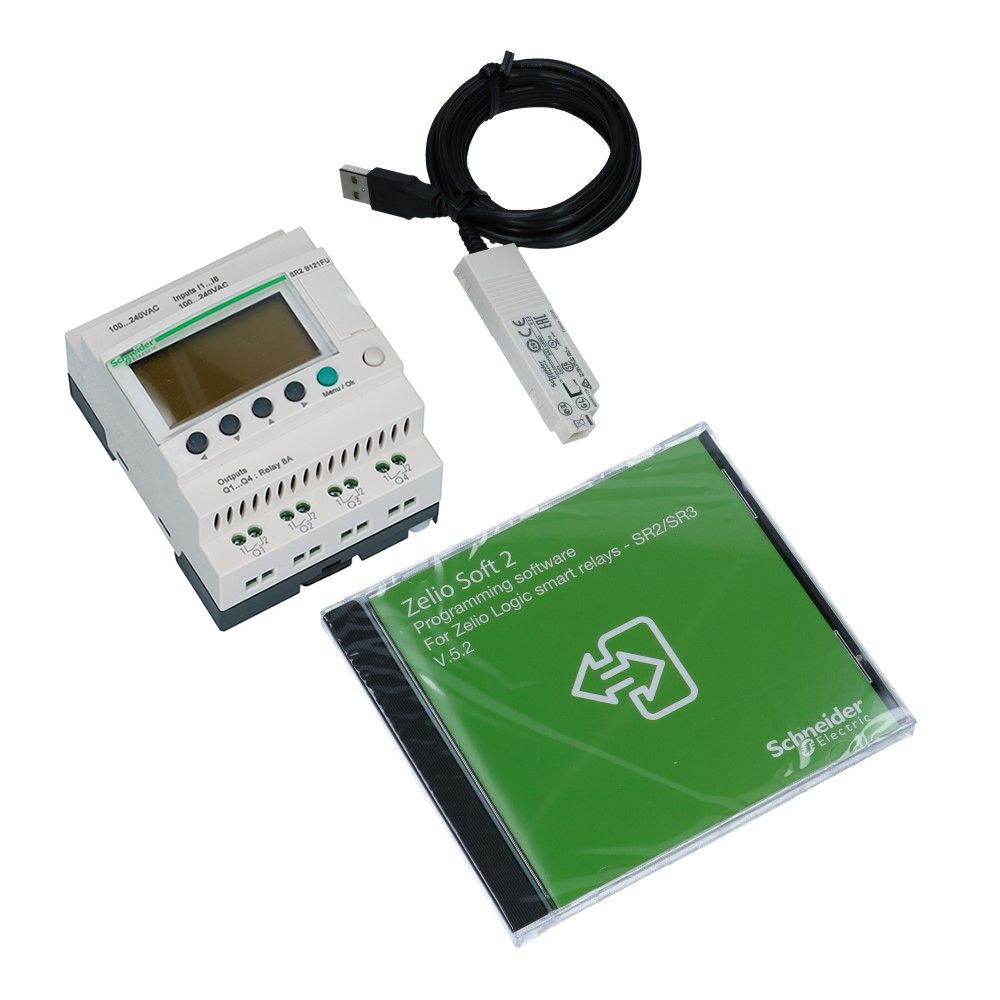 Zelio PLC Kit met klok 12I-O 8in 4uit met scherm 100-240VAC