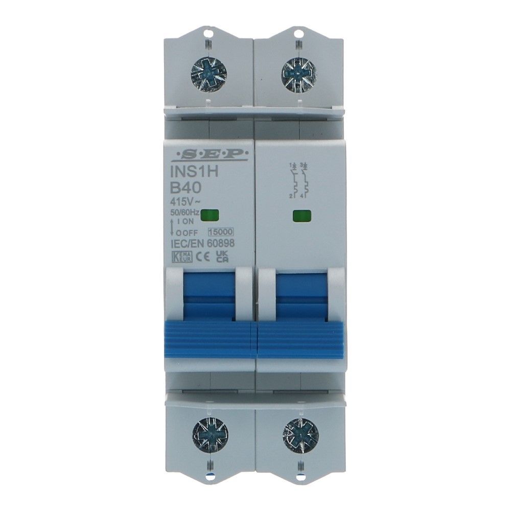 Installatieautomaat 2 polig 1A karakteristiek B 15kA INS1H Installatieautomaat 2 polig 1A karakteristiek B 15kA INS1H