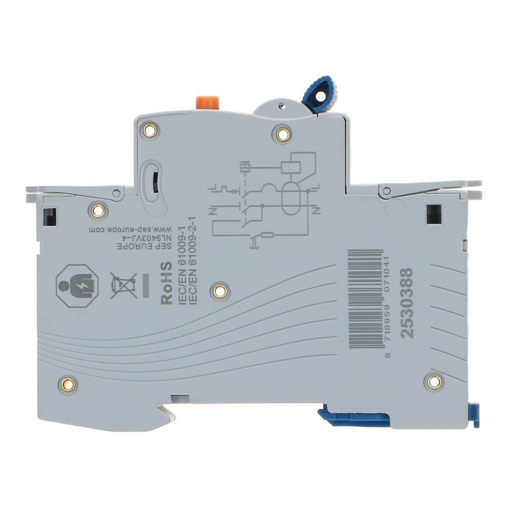 Aardlekautomaat C 6A 1 polig + nul 100mA 6kA RCM18 Aardlekautomaat C 6A 1 polig + nul 100mA 6kA RCM18