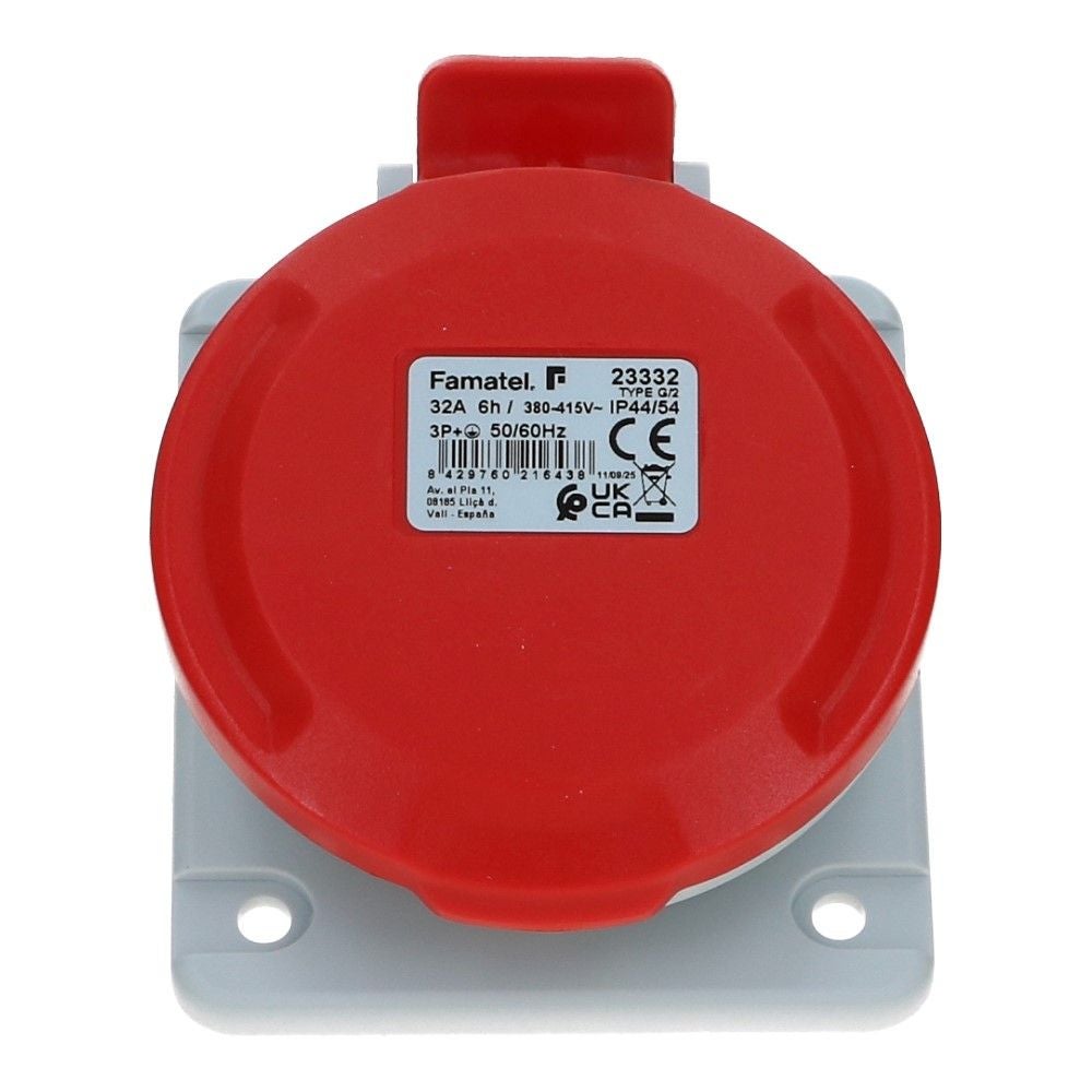 CEE female 4 polig 6H 32A IP44 inbouw wcd 380-415VAC CEE female 4 polig 6H 32A IP44 inbouw wcd 380-415VAC