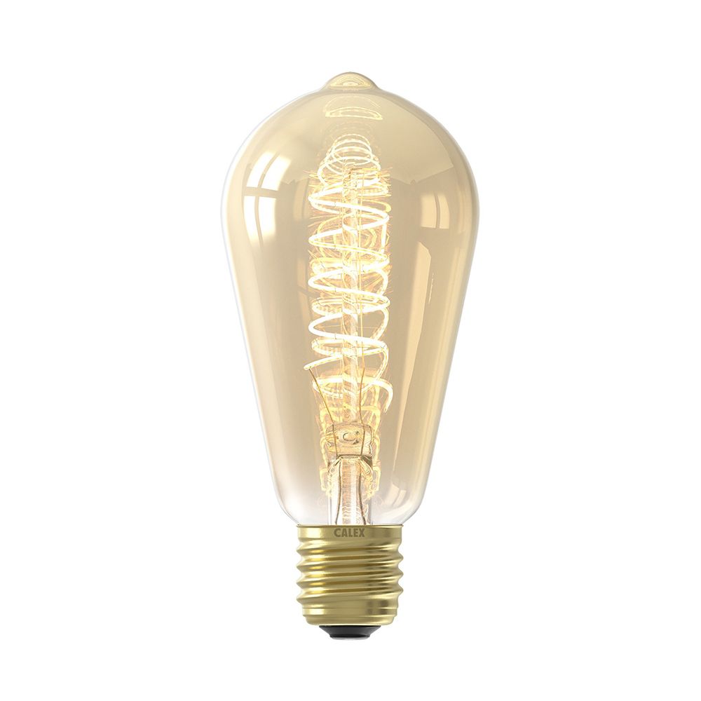 Calex LED Flex Filament Rustiek lamp goud ST64 E27 5.5W 470lm 2100K dimbaar