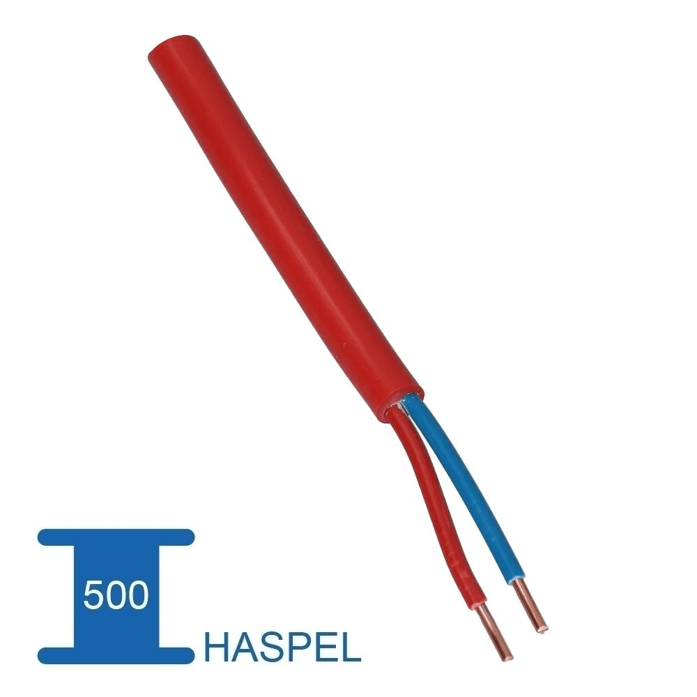 Brandmeldkabel 2x1mm² rood Dca - haspel 500 meter Brandmeldkabel 2x1mm² rood Dca - haspel 500 meter