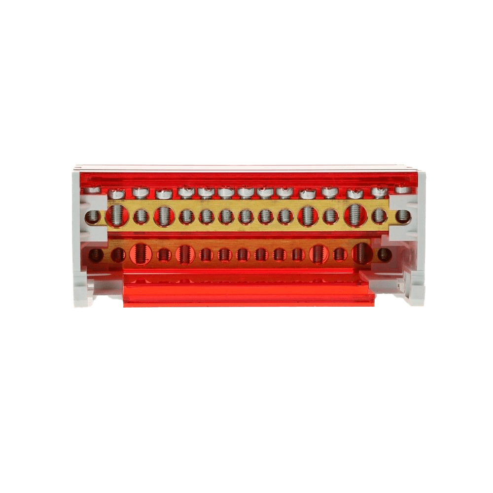 Verdeelblok RVT 125A 4 rijen 15 aansluitingen 500VAC Verdeelblok RVT 125A 4 rijen 15 aansluitingen 500VAC