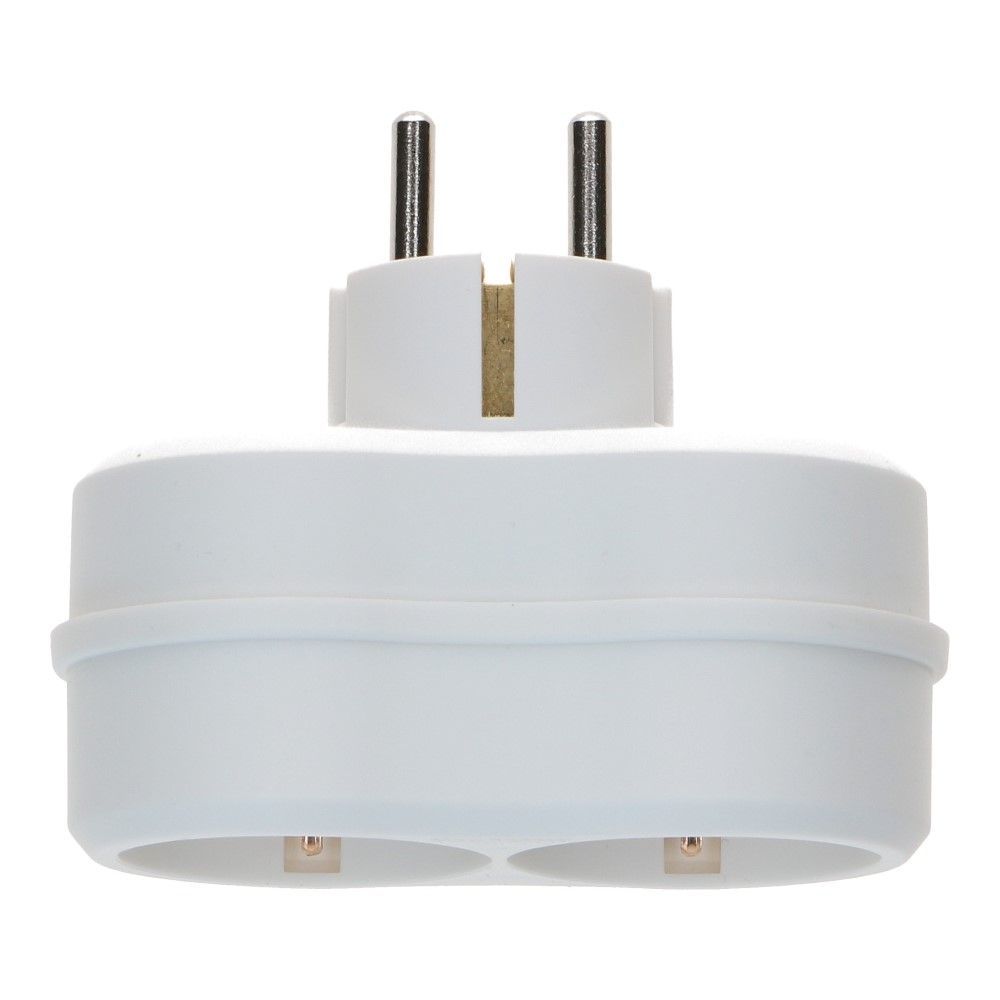 Stopcontact splitter 2 voudig wit horizontaal met randaarde Stopcontact splitter 2 voudig wit horizontaal met randaarde