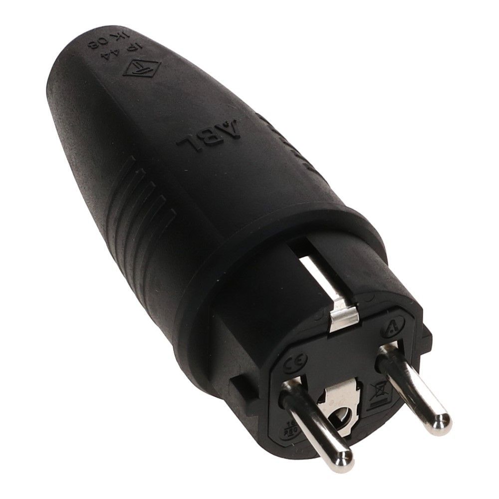 Rubberen stekker + RA IP44 zwart Rubberen stekker + RA IP44 zwart