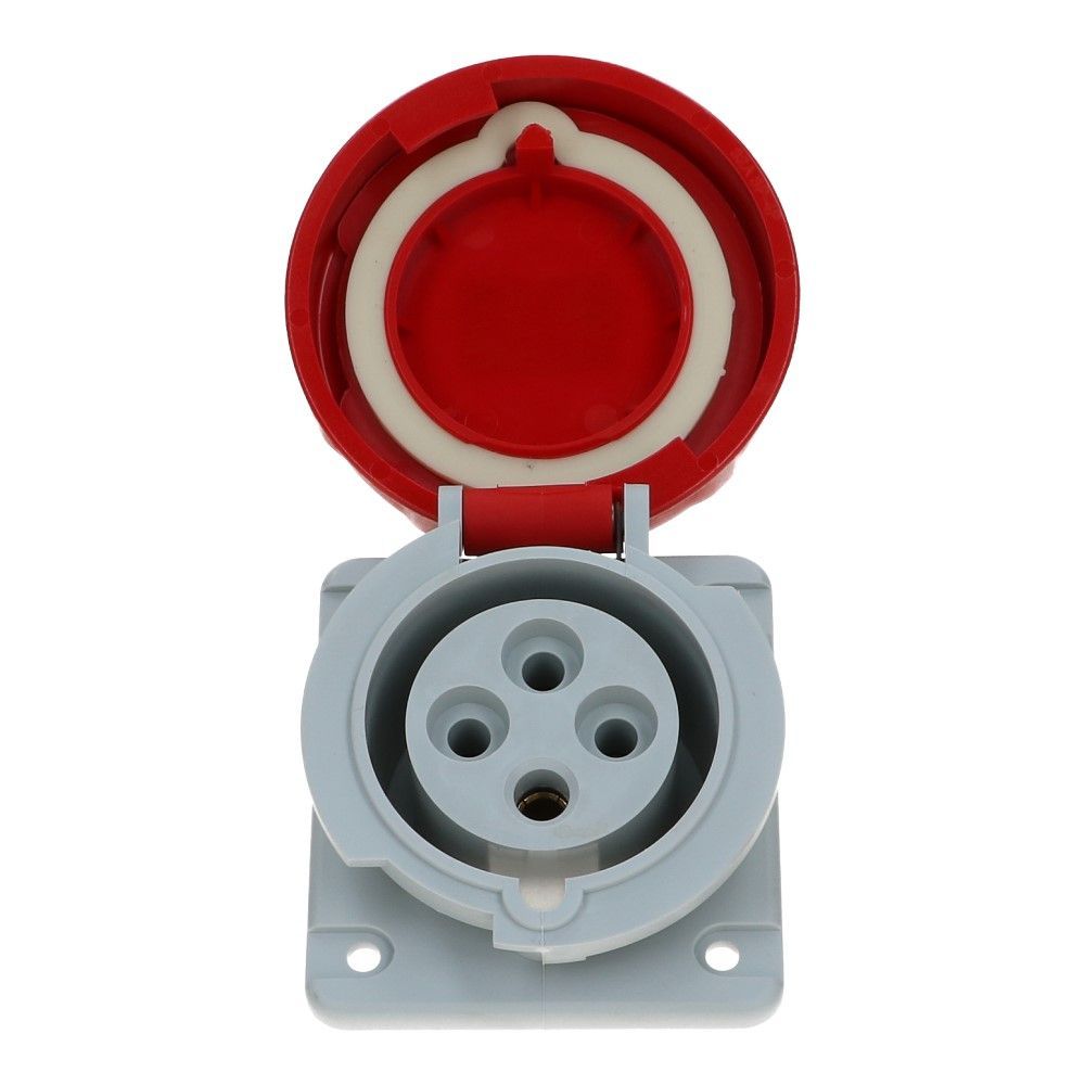CEE female 4 polig 6H 32A IP44 inbouw wcd 380-415VAC schuin CEE female 4 polig 6H 32A IP44 inbouw wcd 380-415VAC schuin