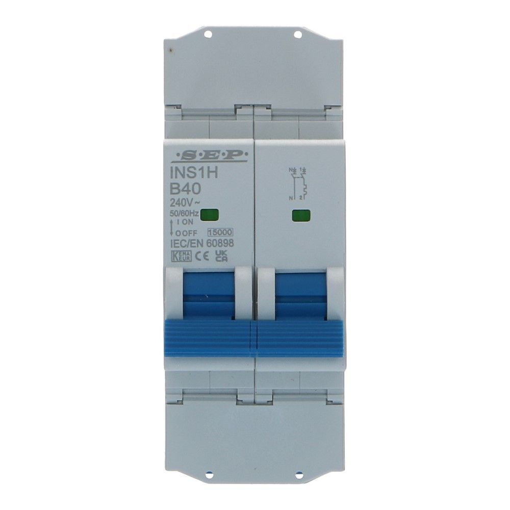 Installatieautomaat 1 polig + nul 40A karakteristiek D 15kA INS1H Installatieautomaat 1 polig + nul 40A karakteristiek D 15kA INS1H