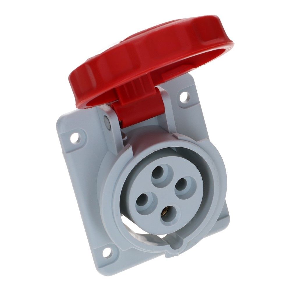 CEE female 4 polig 6H 16A IP44 inbouw wcd 380-415VAC schuin CEE female 4 polig 6H 16A IP44 inbouw wcd 380-415VAC schuin