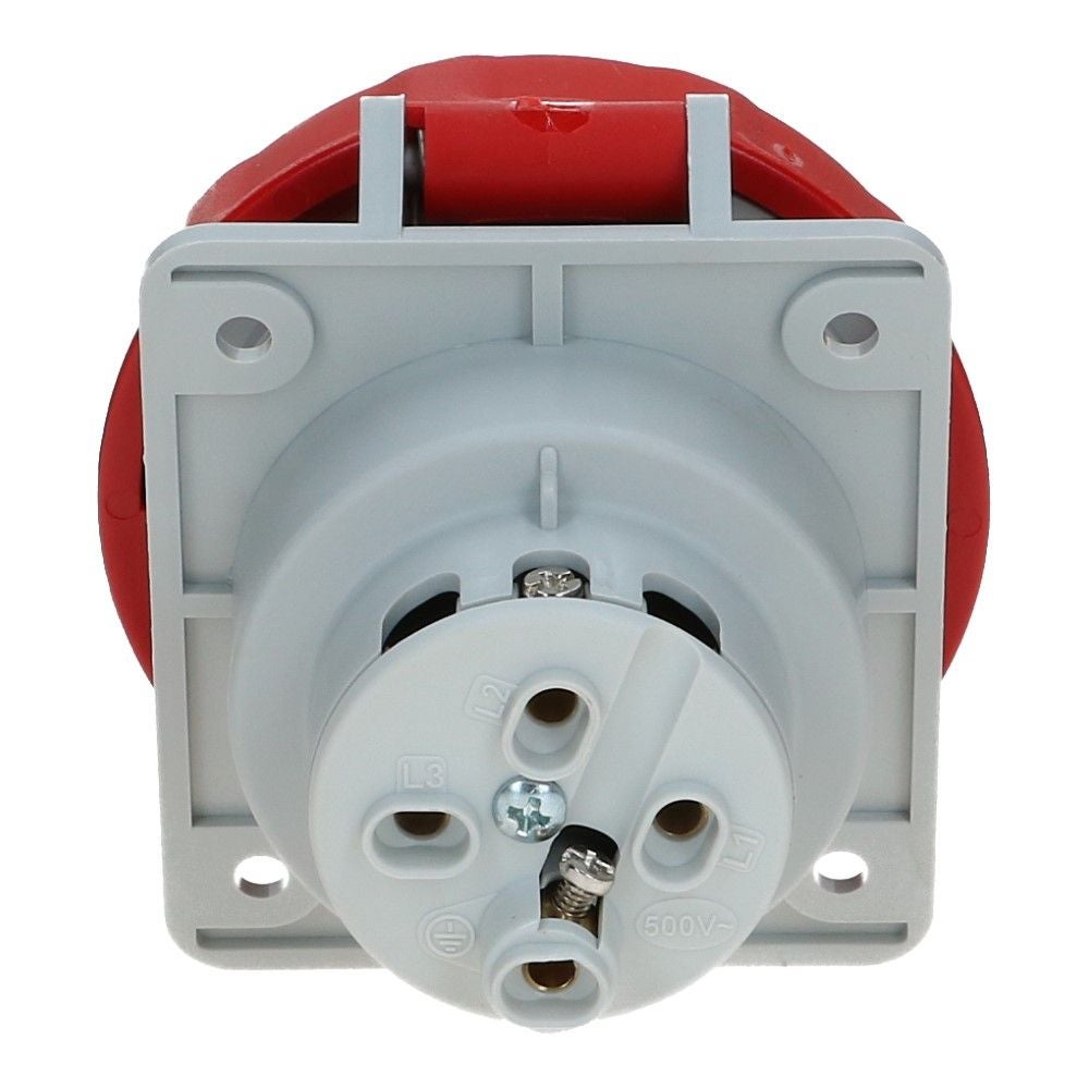 CEE female 4 polig 6H 32A IP44 inbouw wcd 380-415VAC schuin CEE female 4 polig 6H 32A IP44 inbouw wcd 380-415VAC schuin