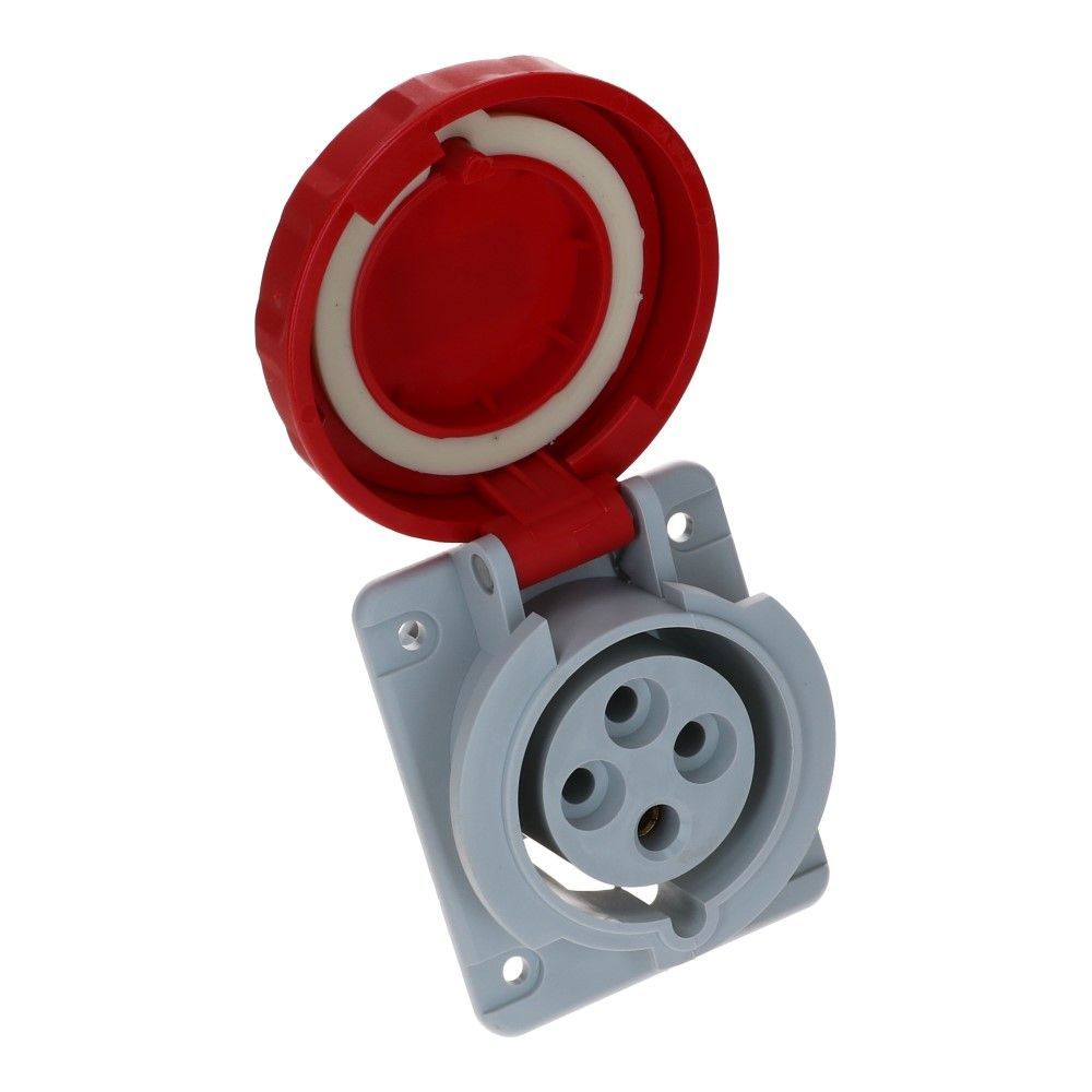 CEE female 4 polig 6H 32A IP44 inbouw wcd 380-415VAC schuin CEE female 4 polig 6H 32A IP44 inbouw wcd 380-415VAC schuin