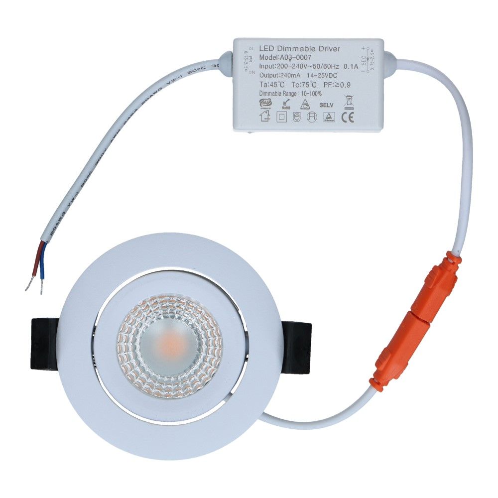 LED spot wit IP65 5W 450lm 2700k 84mm kantelbaar dimbaar