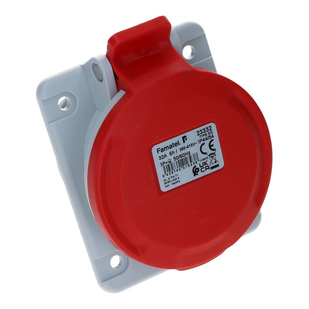 CEE female 4 polig 6H 32A IP44 inbouw wcd 380-415VAC CEE female 4 polig 6H 32A IP44 inbouw wcd 380-415VAC