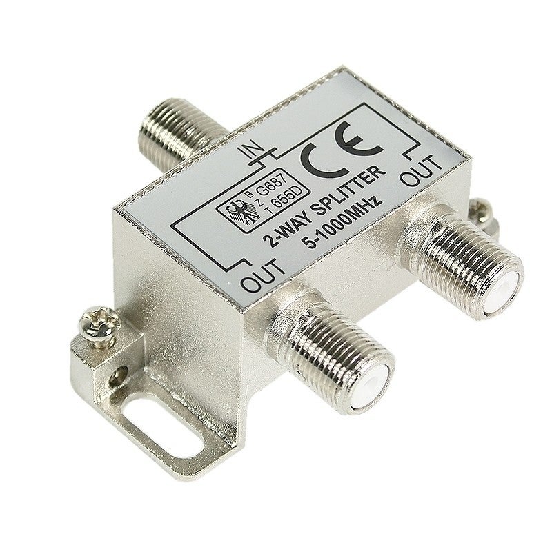Coax verdeler 2 voudig f-connector retour geschikt Coax verdeler 2 voudig f-connector retour geschikt
