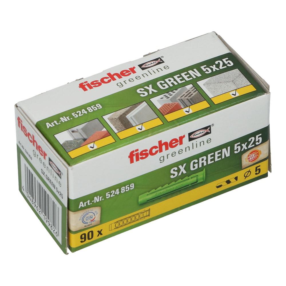 Nylon plug SX Green met rand 5x25mm - 90 stuks