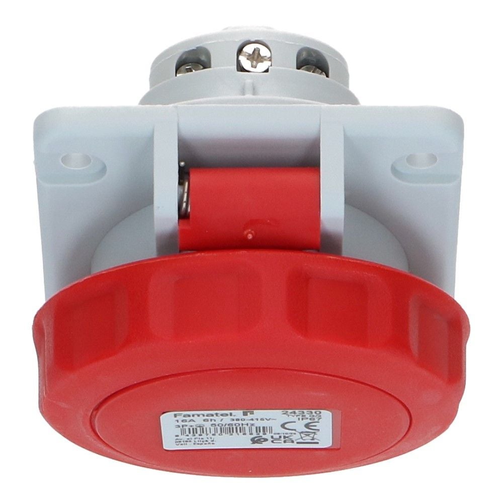 CEE female 4 polig 6H 16A IP44 inbouw wcd 380-415VAC schuin CEE female 4 polig 6H 16A IP44 inbouw wcd 380-415VAC schuin