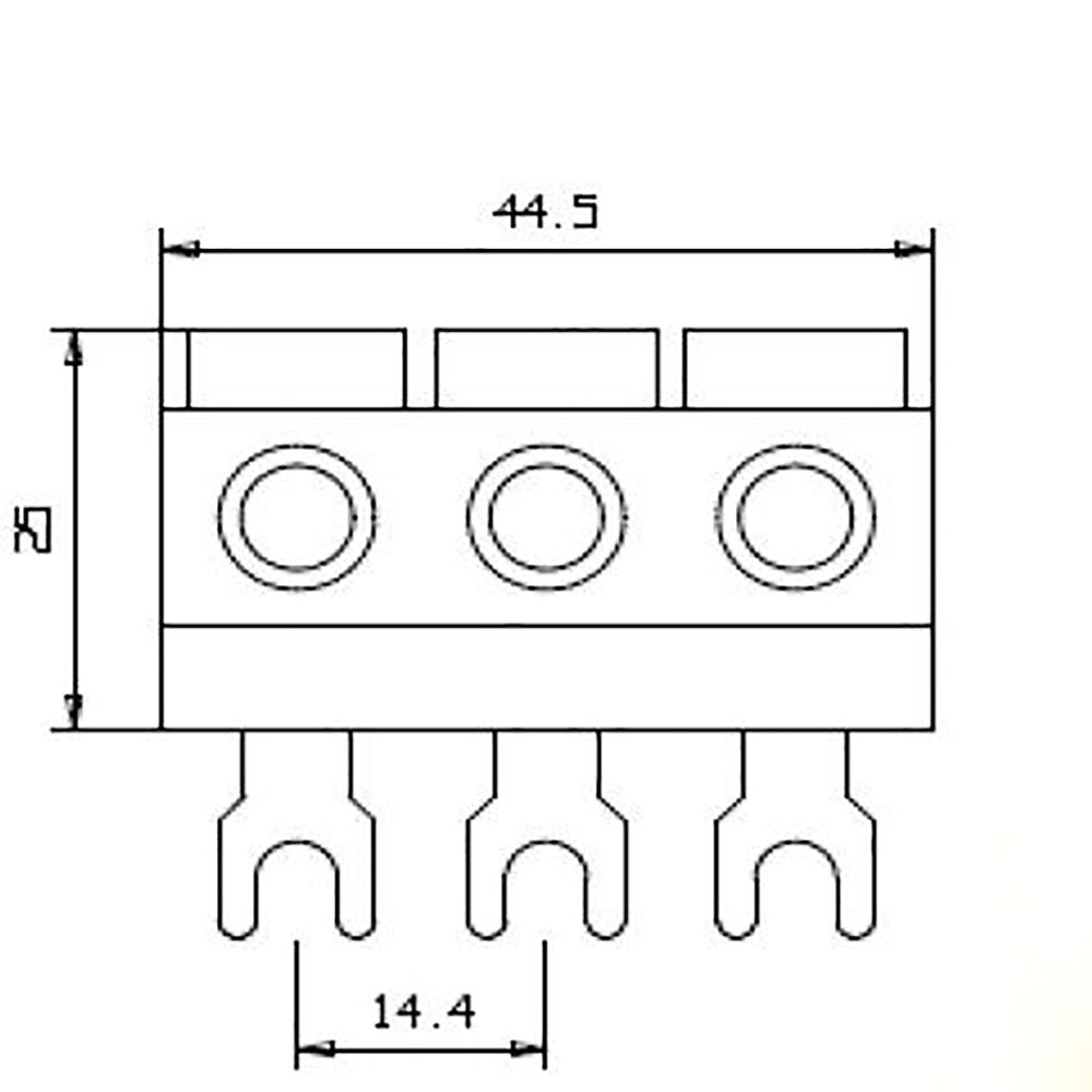 Kamrail vork 3 fase aftakblok 3x25mm2 Kamrail vork 3 fase aftakblok 3x25mm2