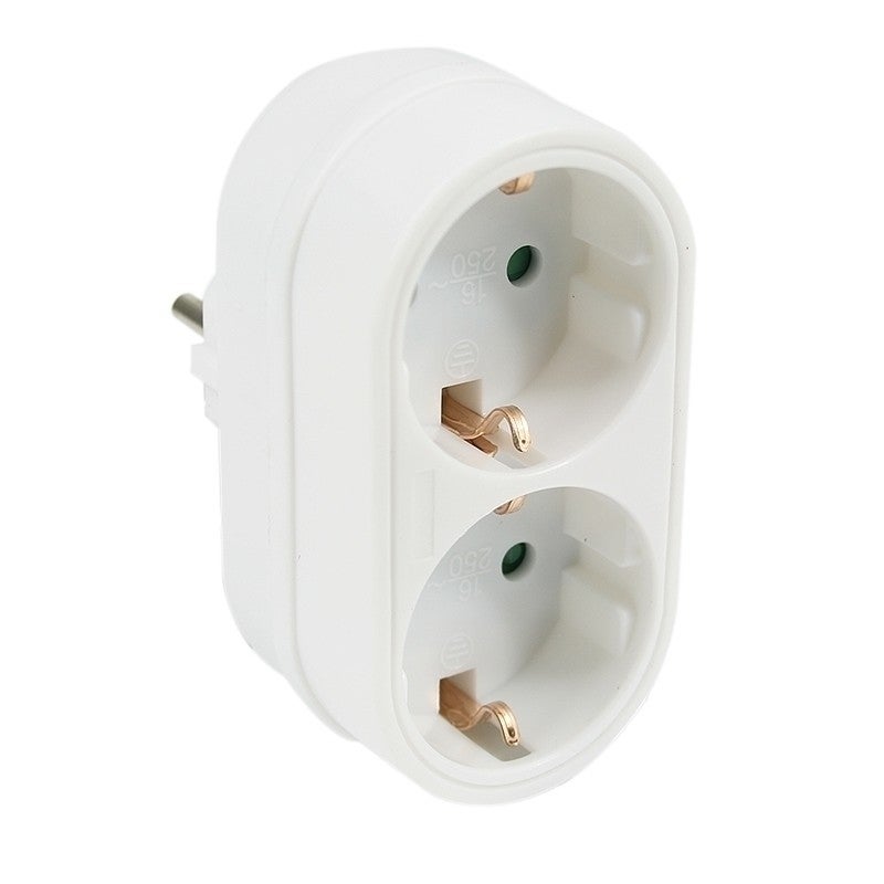 Stopcontact splitter 2 voudig wit verticaal met randaarde Stopcontact splitter 2 voudig wit verticaal met randaarde