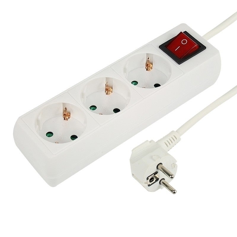 Tafelcontactdoos 3 voudig + schakelaar wit 1.5 meter 2500W Tafelcontactdoos 3 voudig + schakelaar wit 1.5 meter 2500W
