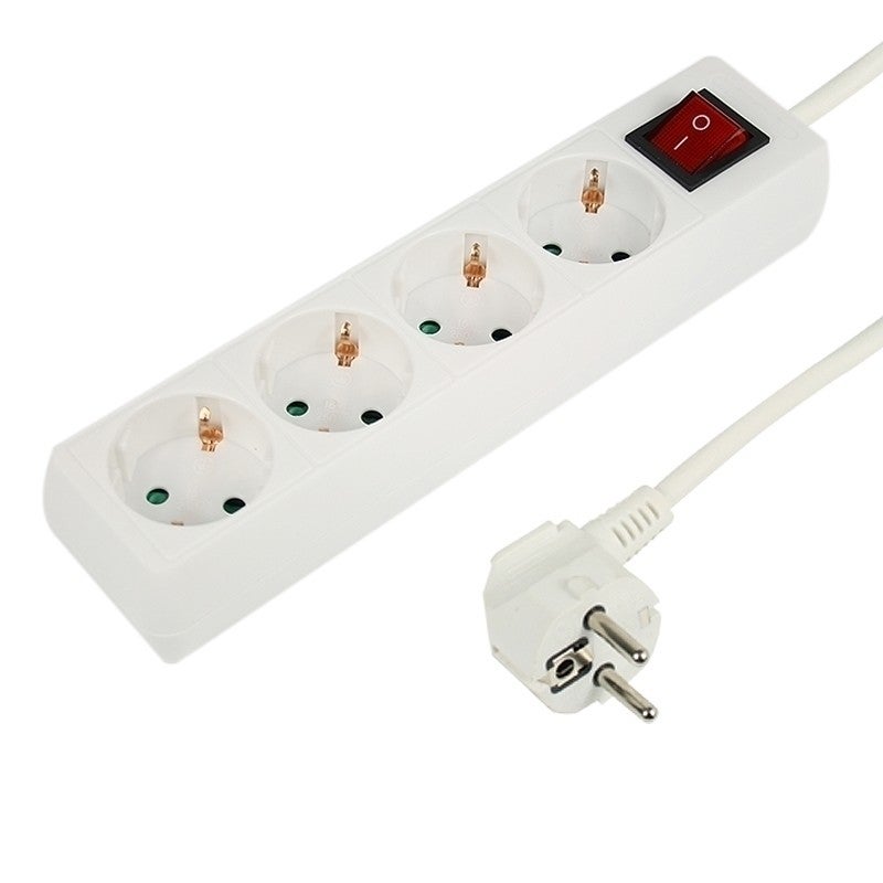 Tafelcontactdoos 4 voudig + schakelaar wit 1.5 meter 2500W Tafelcontactdoos 4 voudig + schakelaar wit 1.5 meter 2500W