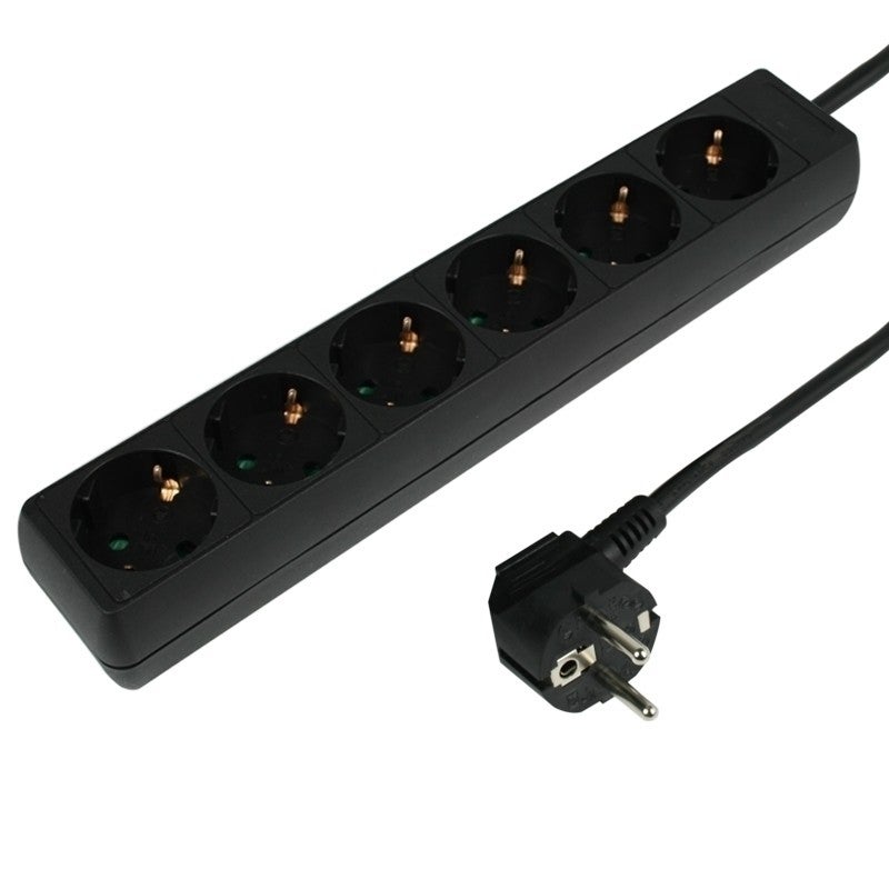 Tafelcontactdoos 6 voudig zwart 1.5 meter RA 2500W Tafelcontactdoos 6 voudig zwart 1.5 meter RA 2500W