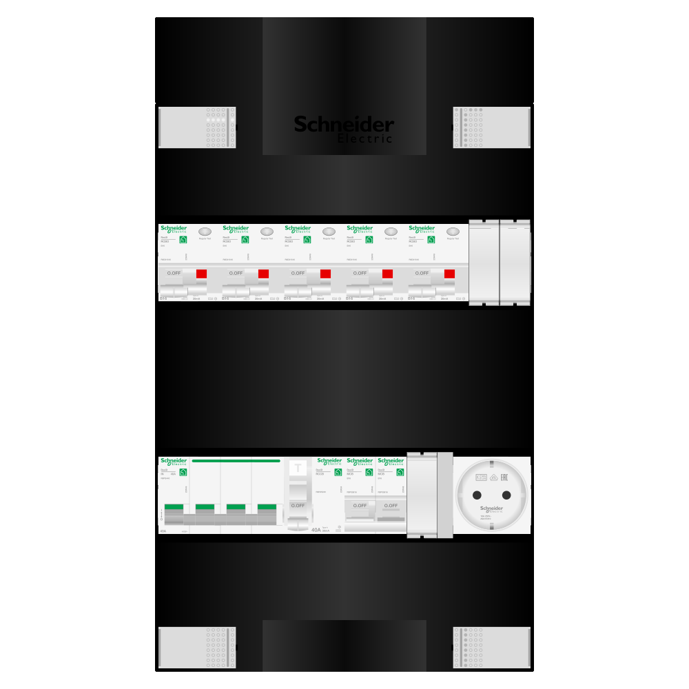 Groepenkast 3 fase 5 alamat + wcd + kookgroep Resi9