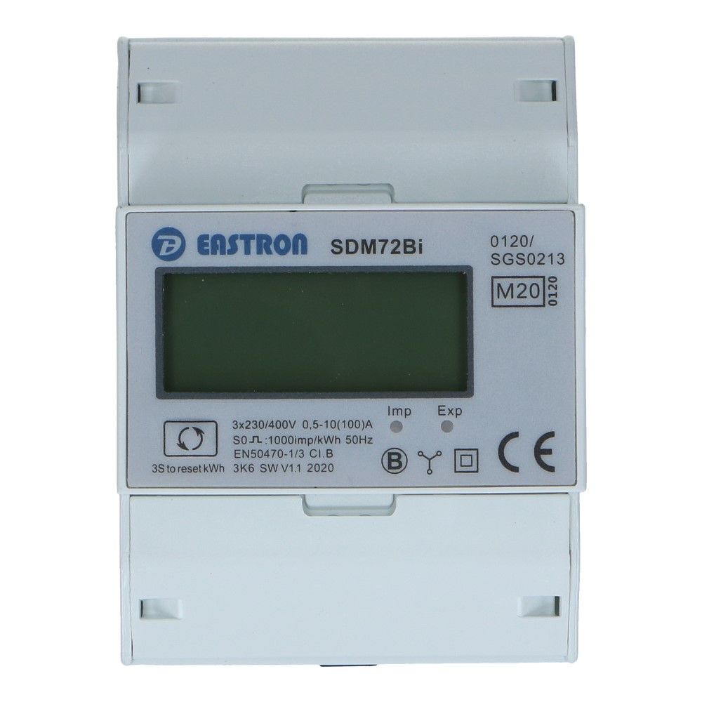 kWh meter 3 fase MULTI 10/100A MID Factureerbaar Reset Imp/Exp, foto 3 van 6