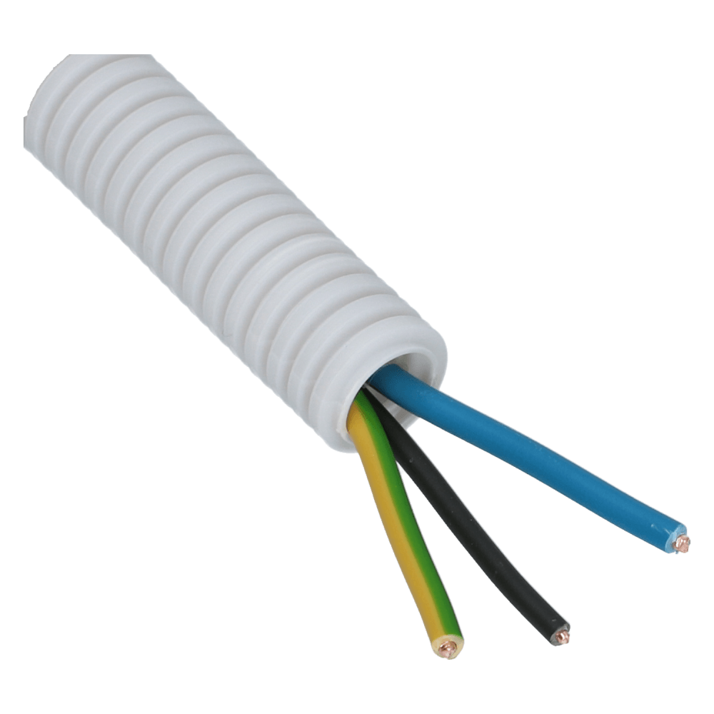 Voorbedraad Flexbuis 2x2.5mm² gg, bl 1x1.5mm² zw 16mm - 100 meter
