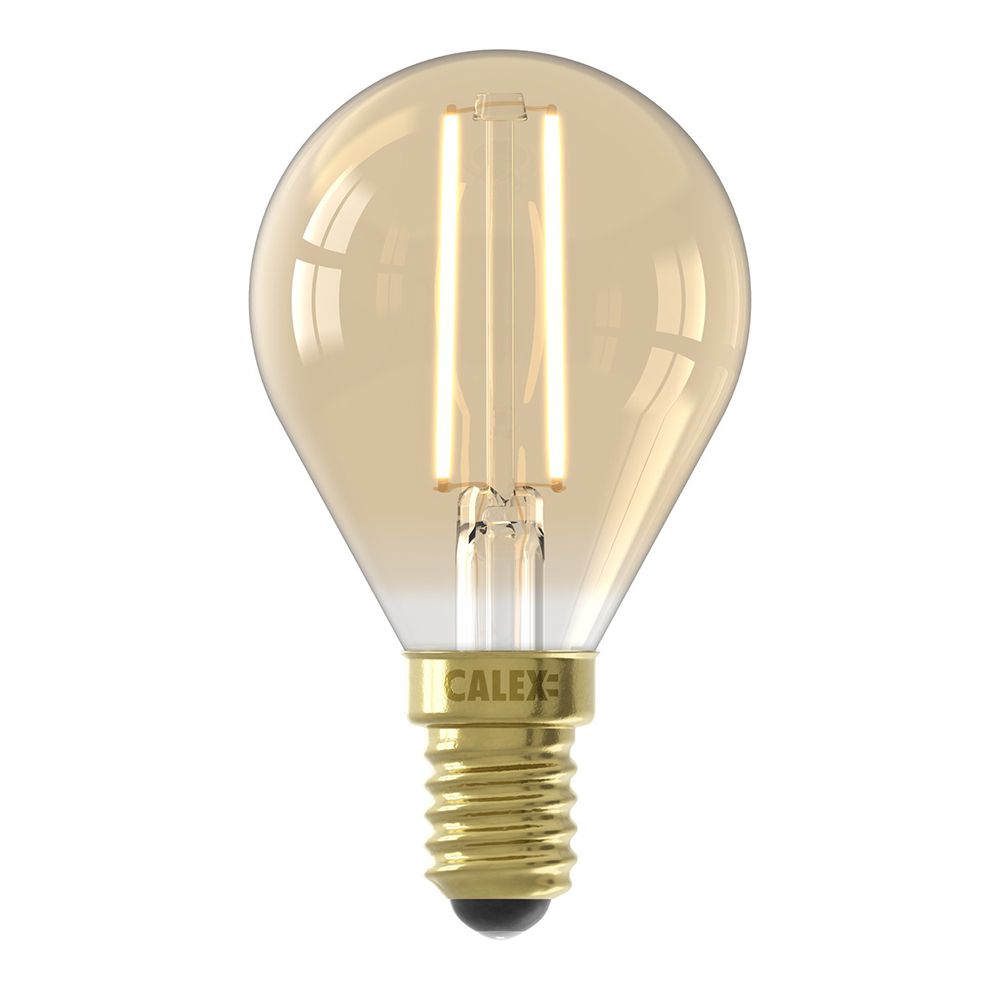 Calex LED Filament Kogel lamp goud P45 E14 3.5W 250lm 2100K dimbaar