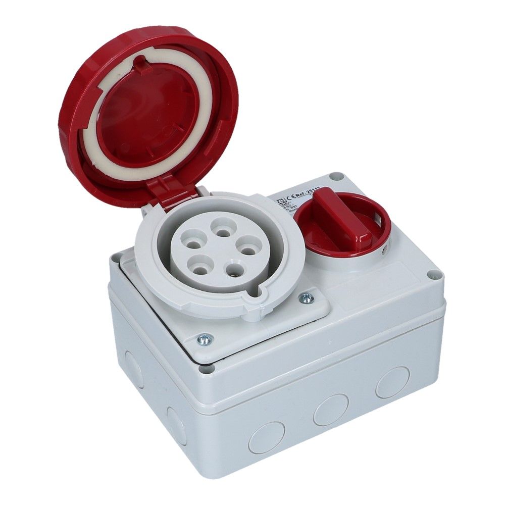 CEE schakel female 5 polig 6H 32A IP67 opbouw wcd 380-415VAC