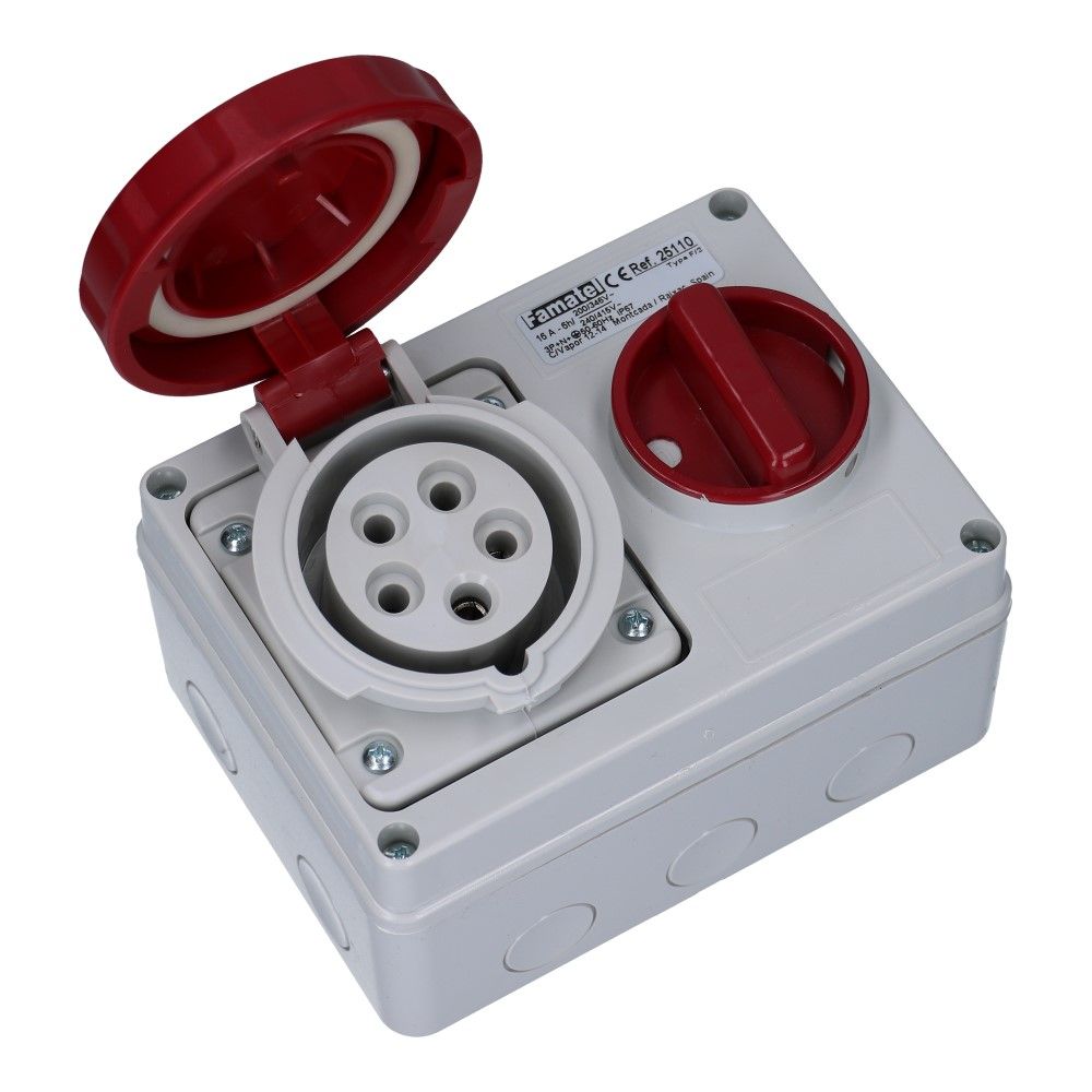 CEE schakel female 5 polig 6H 16A IP67 opbouw wcd 380-415VAC