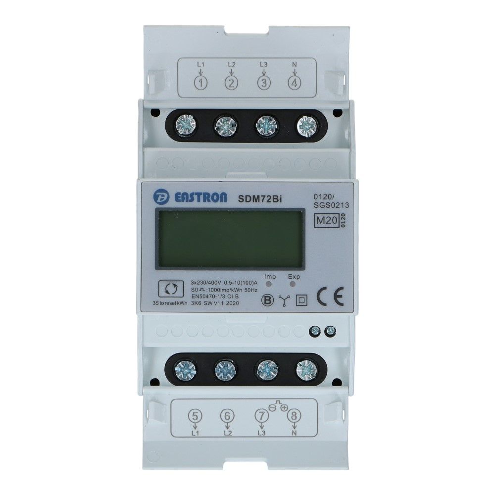kWh meter 3 fase MULTI 10/100A MID Factureerbaar Reset Imp/Exp, foto 4 van 6