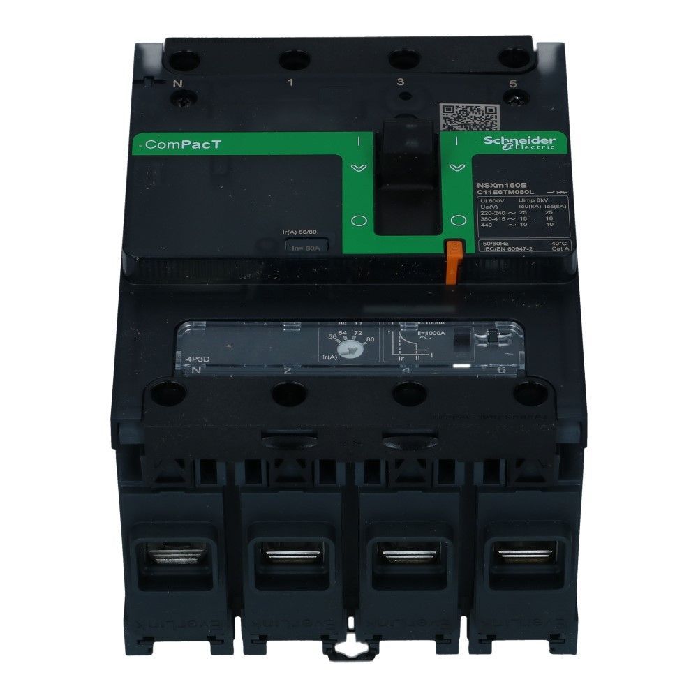 Installatieautomaat 3 polig + nul 160A TM-D 16kA Compact NSXm Everlink