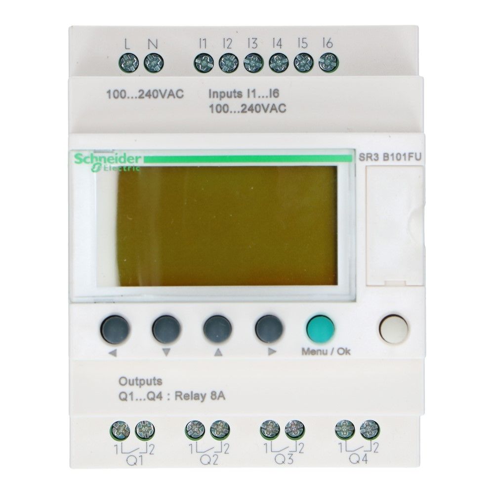 Zelio PLC met klok 10I-O 6in 4uit met scherm 100-240VAC, foto 2 van 5