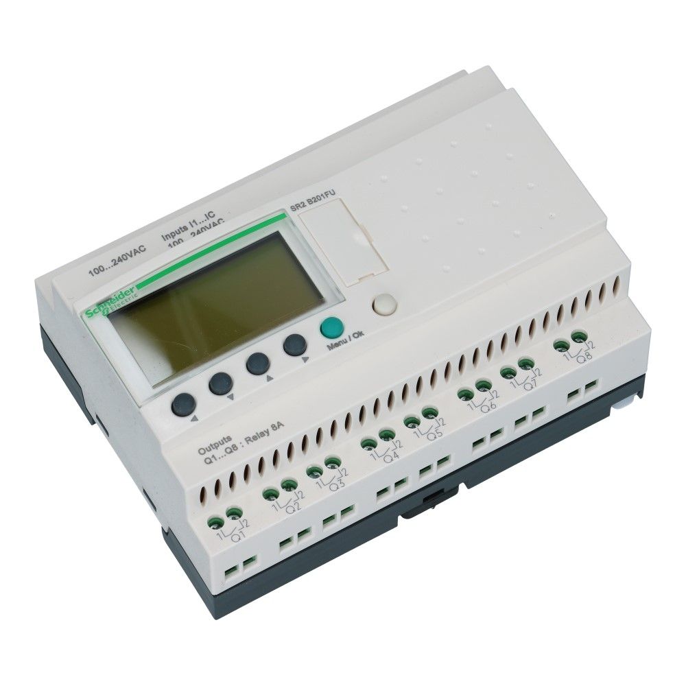 Zelio PLC met klok 20I-O 12in 8uit met scherm 100-240VAC