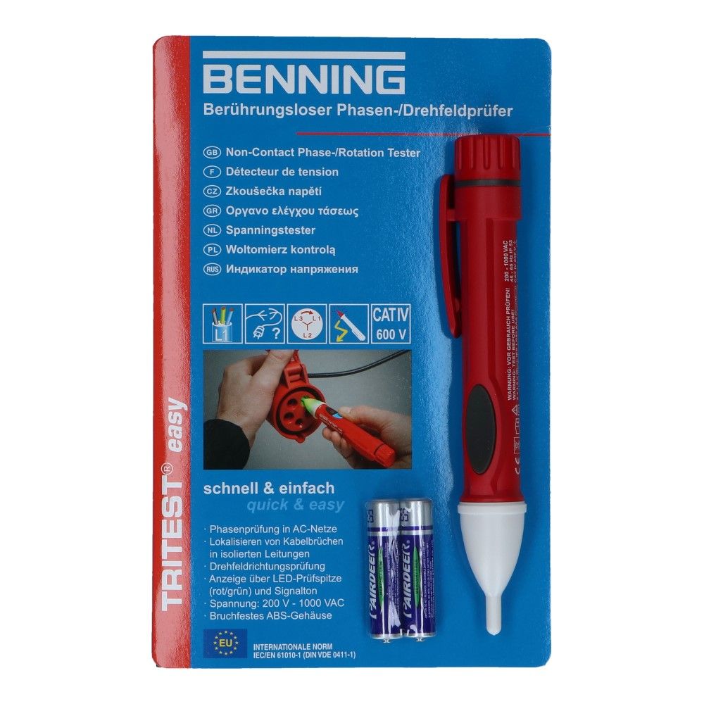 Benning TRITEST easy Phasen- & Drehfeldprüfer 200–1000V AC | LED