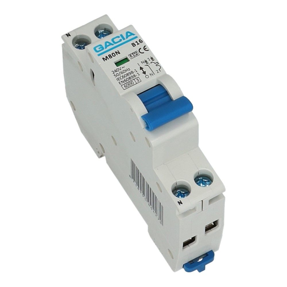 Installatieautomaat 1 polig + nul 32A karakteristiek D 6kA