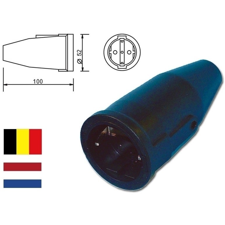 Rubber contrastekker met randaarde 16A 250VAC