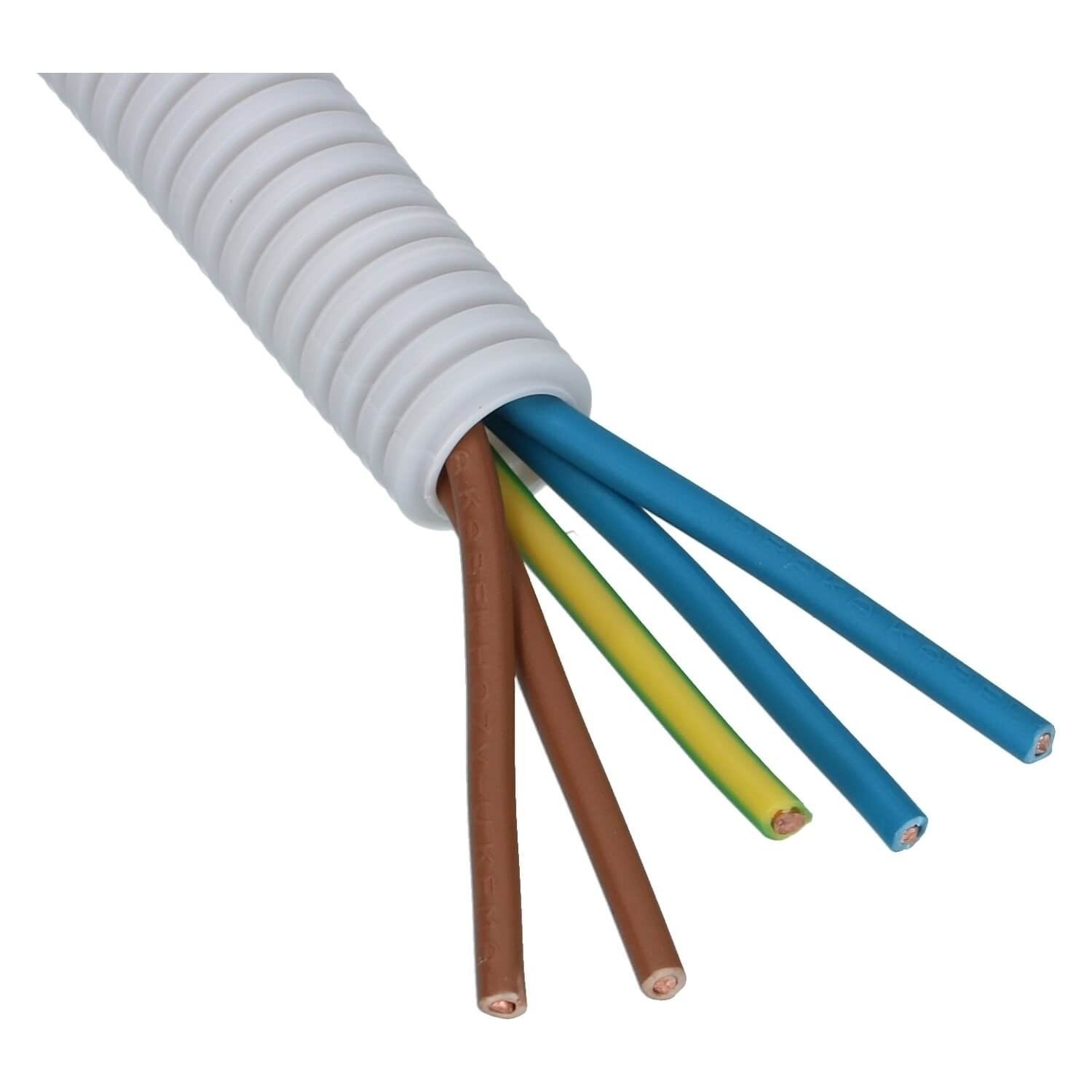 Voorbedraad Flexbuis 5x2.5mm² gg, bl, br 20mm - 100 meter